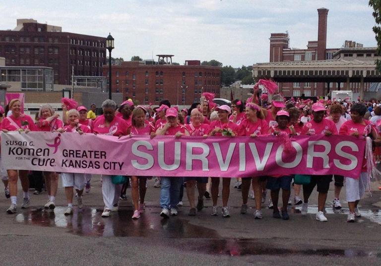 The front of the Survivors walk at the Susan G. Komen Race for a Cure