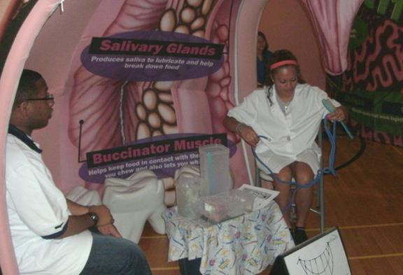 Senior Odalys Mendoza teaches about mouth care. 