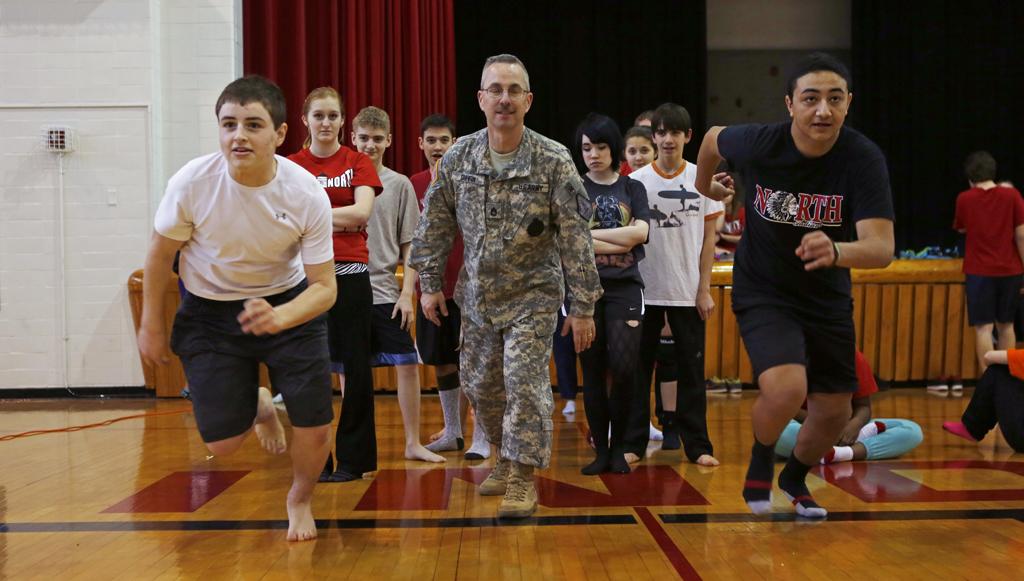 Students try out National Guard Obstacle Course