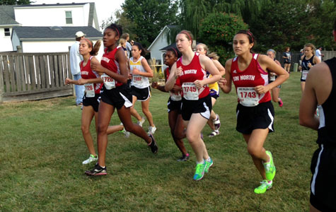 JV girls race up the hill at the Greg Wilson Classic. 