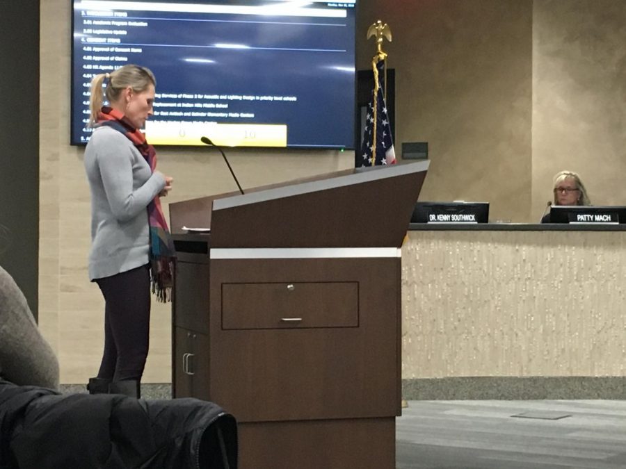 Whitney Davidson was one of 13 parents who raised concerns about the one-to-one digital initiative during the board of education meeting Nov. 26. 