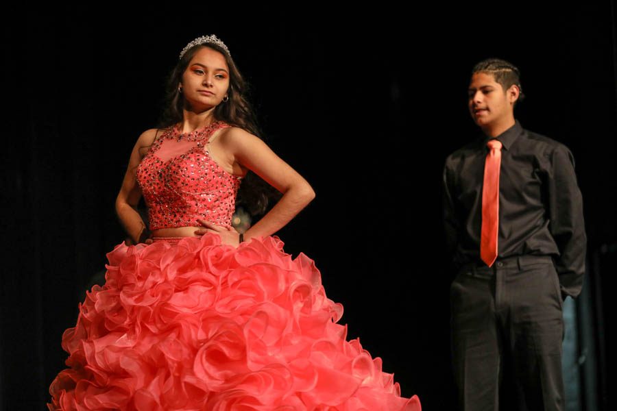 Ceily Jimenez danced with her partner Alexis Franco in her quinceañera dress.